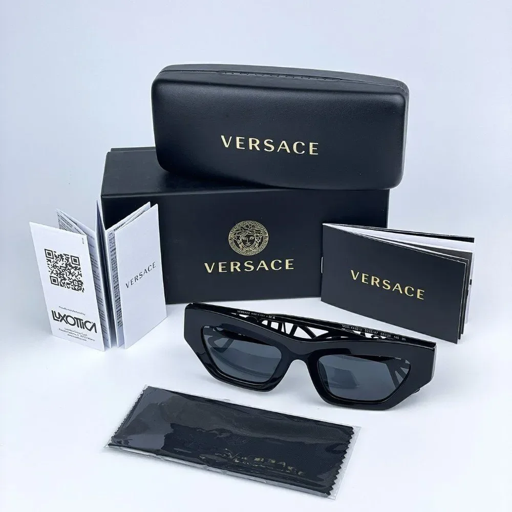 SALE! NEW Versace VE4432U 523287 Black Dark Grey Cat Eye Unisex Sunglasses